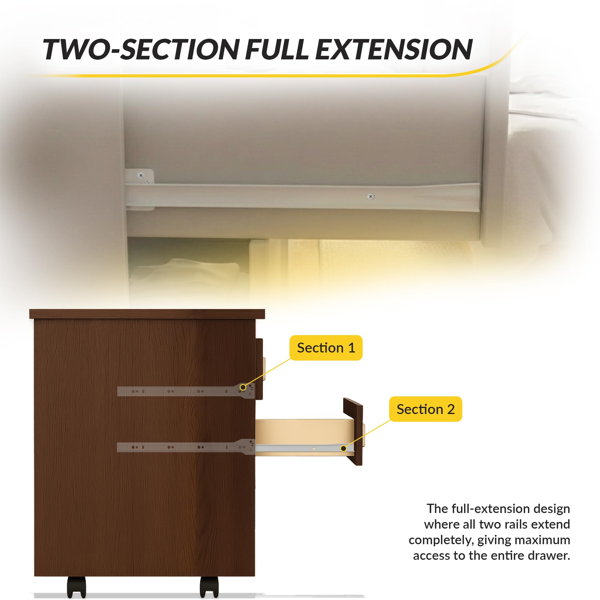 Brixwell Self-Closing Drawer Slide Steel Material, White Finish